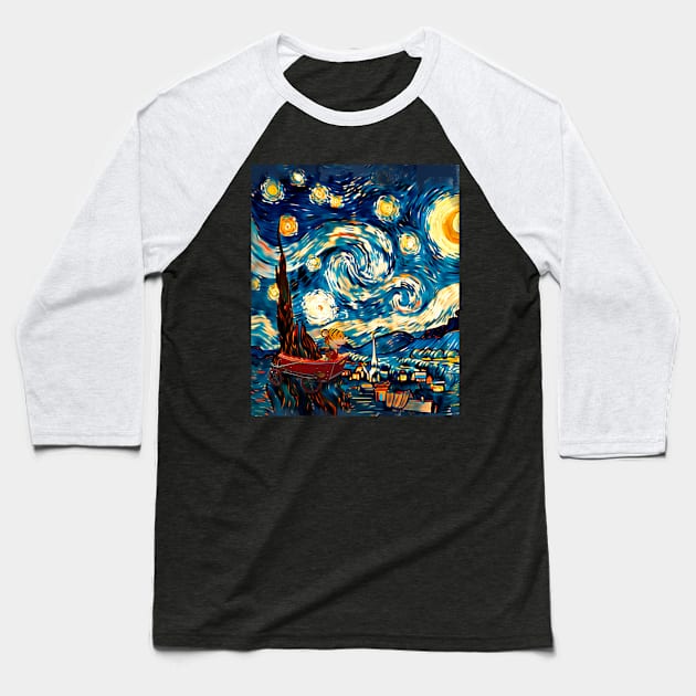 Calvin and Hobbes Stary Night Animal Antics Baseball T-Shirt by WillyPierrot